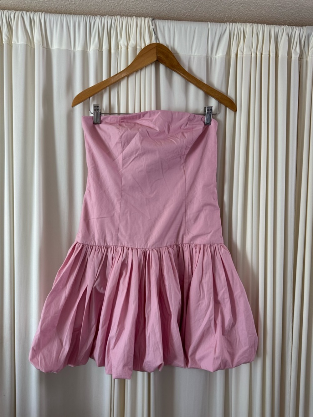 Abercrombie & Fitch Strapless Bubble Hem Light Pink‎ Mini Dress Sz M Spring - Picture 4 of 7